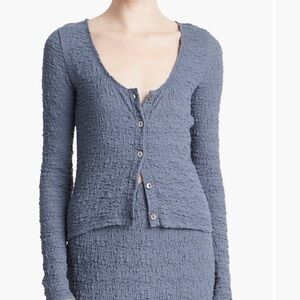 Vince textured jacquard button up top NWT size large